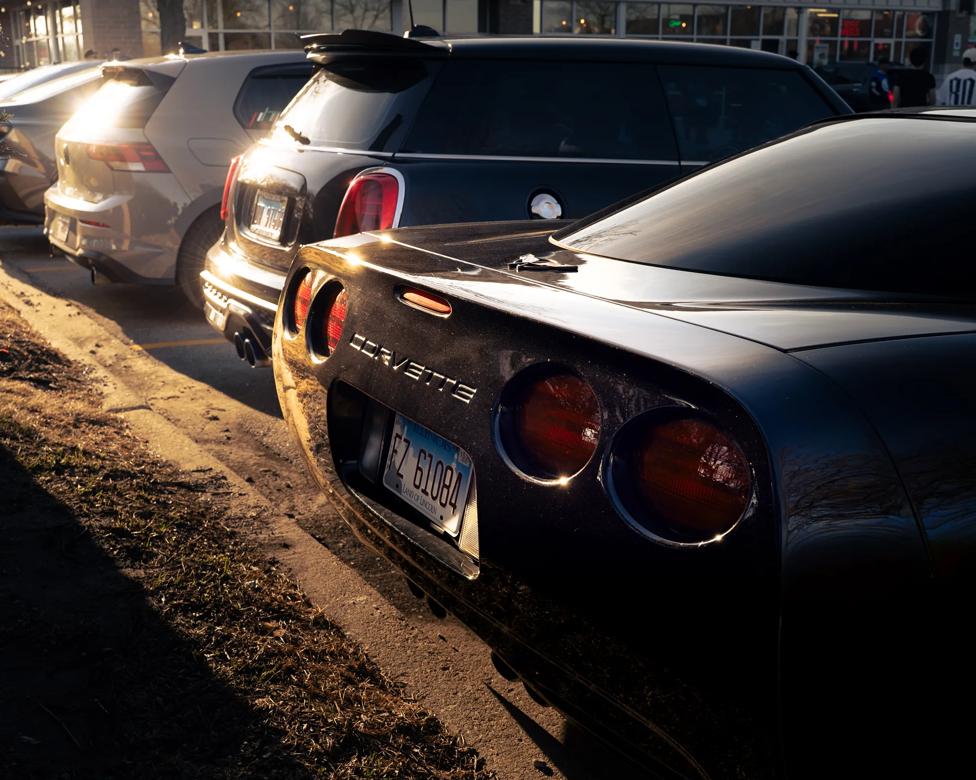 Black Corvette at a cars and coffee